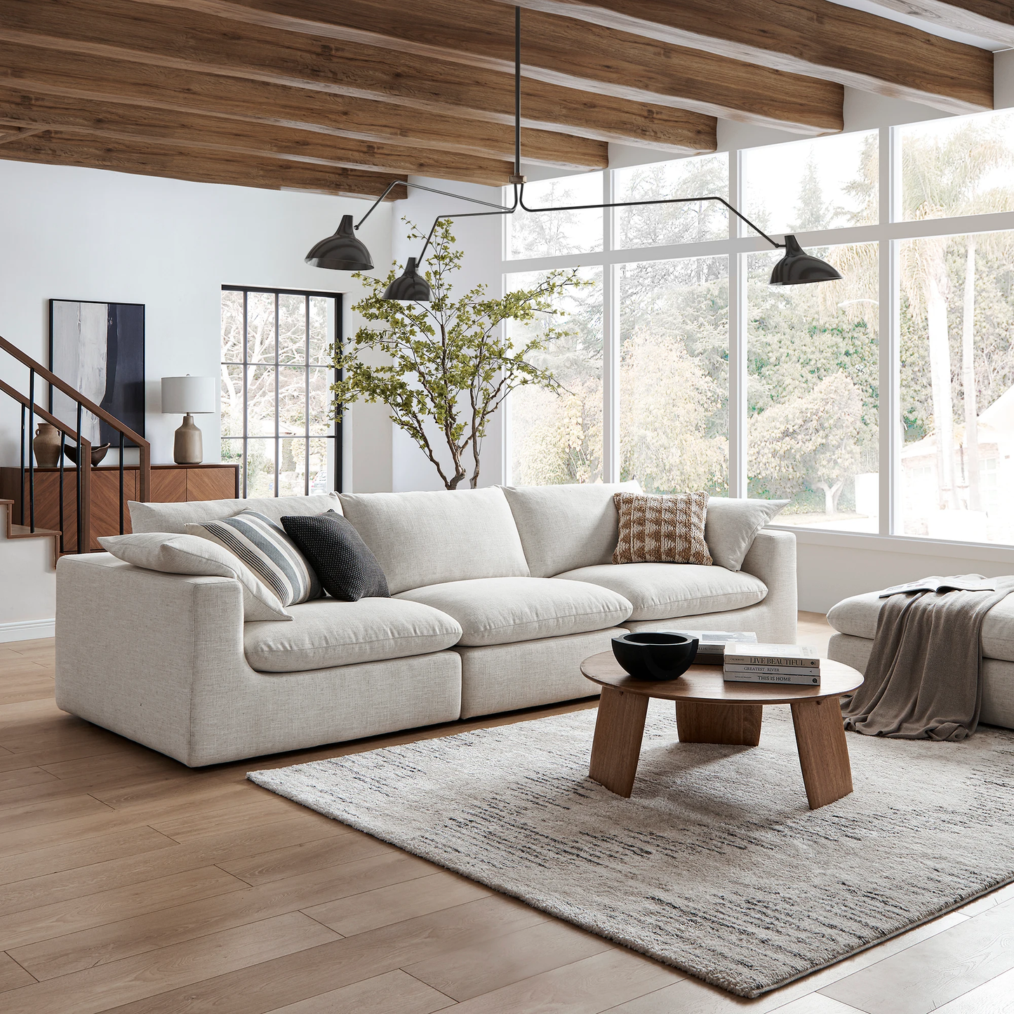 Duke Deep Seat Sofa, 3 Seater, Beige