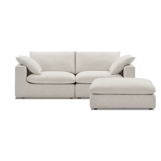 Duke Deep Seat Sofa With Ottoman, 2 Seater, Beige
