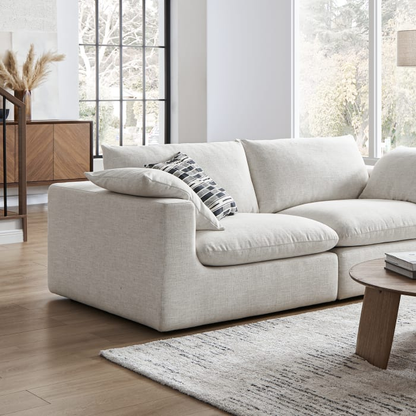 Duke Deep Seat Sofa With Ottoman, 2 Seater, Beige