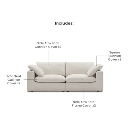 Duke Deep Seat Sofa, 2 Seater, Beige
