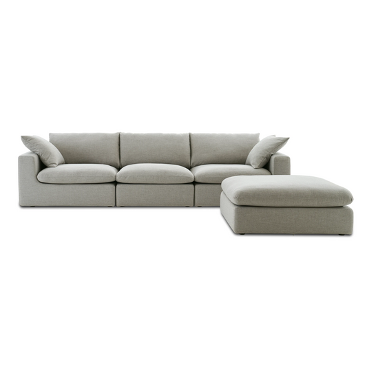 Duke Deep Seat Sofa With Ottoman, 3 Seater, Gray