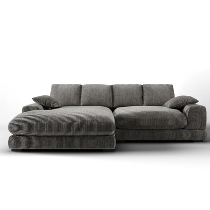 Plush Reversible Deep Seat Sectional Sofa, Charcoal Gray