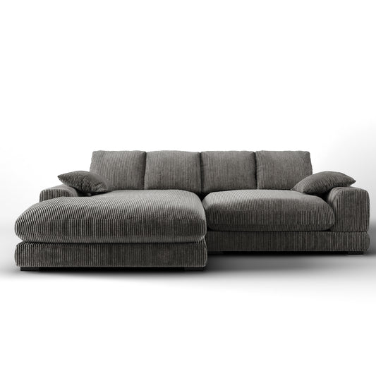 Plush Reversible Deep Seat Sectional Sofa, Charcoal Gray