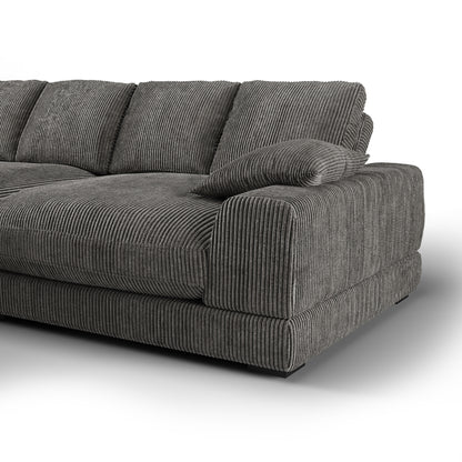 Plush Reversible Deep Seat Sectional Sofa, Charcoal Gray