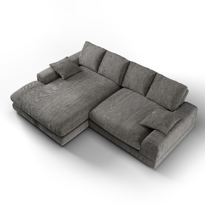 Plush Reversible Deep Seat Sectional Sofa, Charcoal Gray