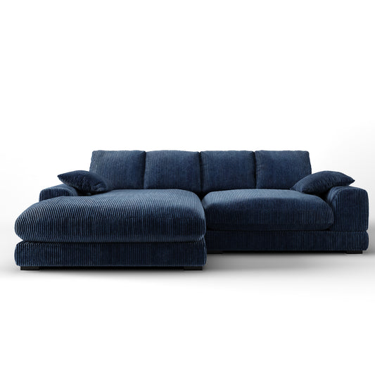 Plush Reversible Deep Seat Sectional Sofa, Navy Blue