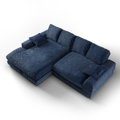 Plush Reversible Deep Seat Sectional Sofa, Navy Blue