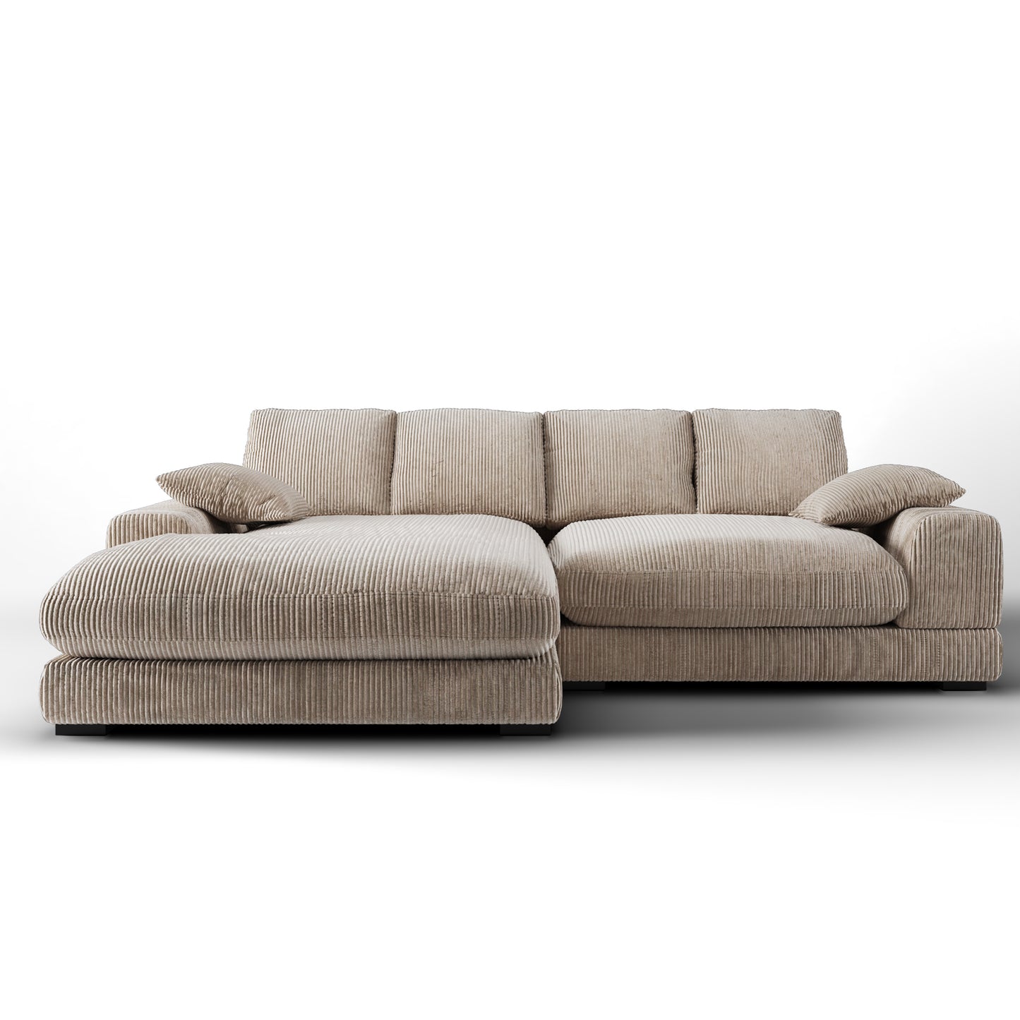 Plush Reversible Deep Seat Sectional Sofa, Cappuccino