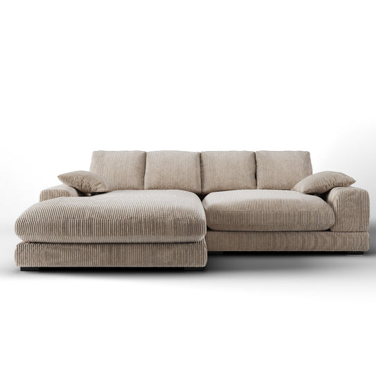 Plush Reversible Deep Seat Sectional Sofa, Cappuccino