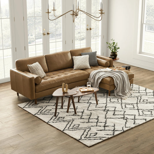 Napa Left Facing Sofa, Tan PU Leather