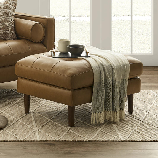 Napa 2 Seater Sofa With Ottoman, Tan PU Leather