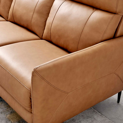 Huxley PU Leather Sectional Sofa, 3 Seater, Tan