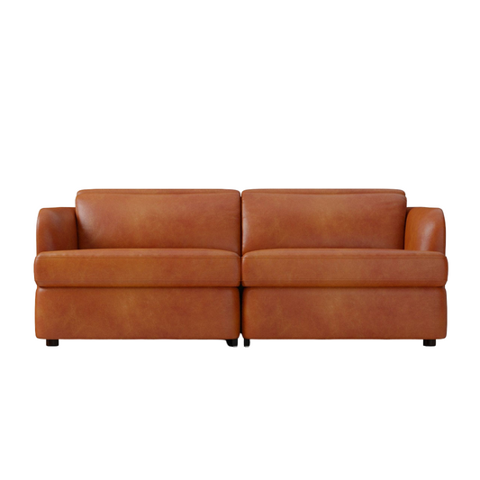 Aurum Recliner Leather Sofa, 2 Seater, Tan