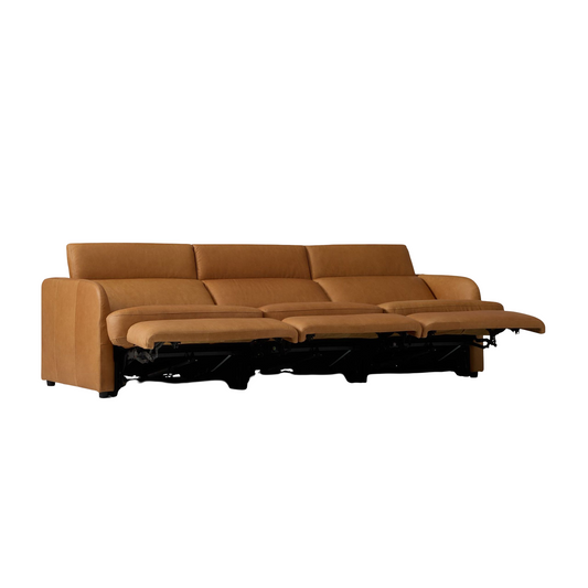 Aurum Recliner Leather Sofa, 3 Seater, Tan