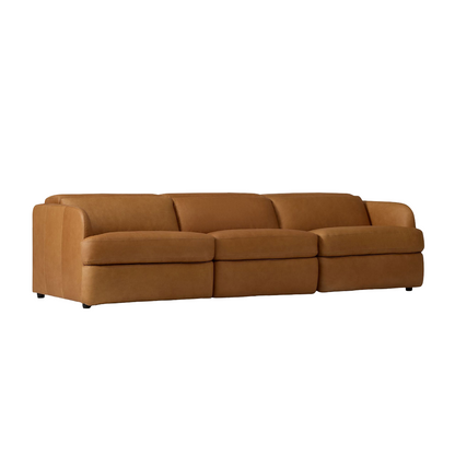 Aurum Recliner Leather Sofa, 3 Seater, Tan