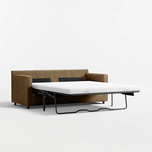 Fusion Sofa Cum Bed, 2 Seater, Brown PU Leather