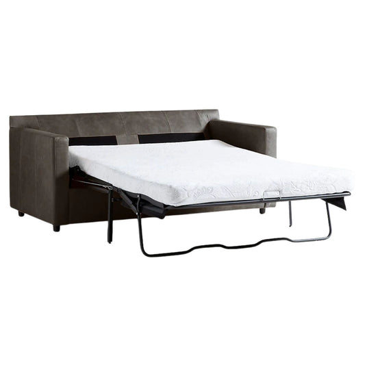 Fusion Sofa Cum Bed, 2 Seater, Dark Gray PU Leather