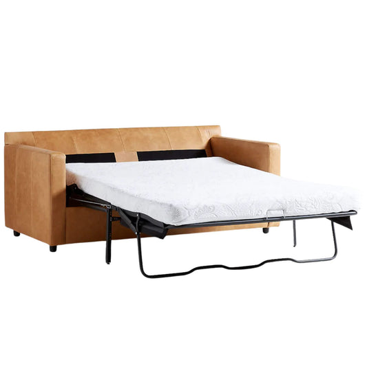 Fusion Sofa Cum Bed, 2 Seater, Tan PU Leather