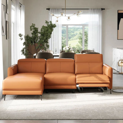 Andria Left Facing Recliner Sofa With Chaise, Tan