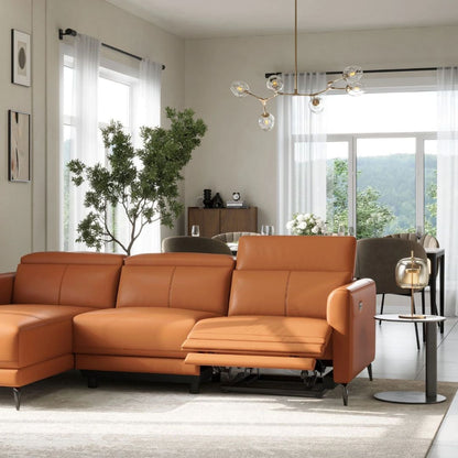 Andria Left Facing Recliner Sofa With Chaise, Tan