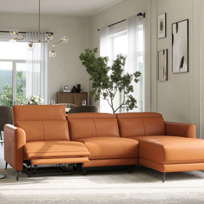 Andria Right Facing Recliner Sofa With Chaise, Tan