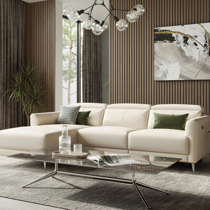 Andria Left Facing Recliner Sofa With Chaise, Beige