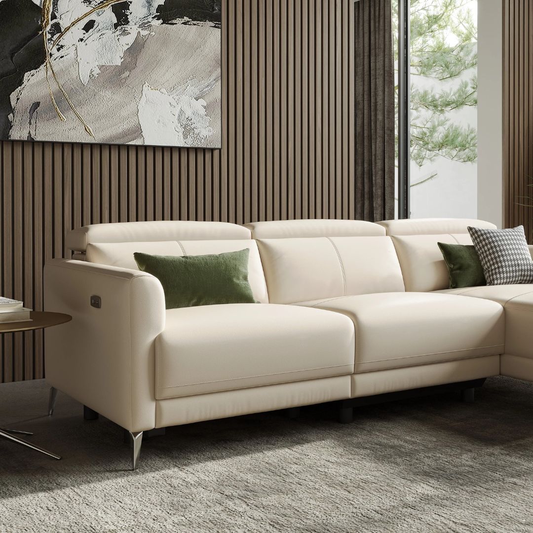 Andria Right Facing Recliner Sofa With Chaise, Beige