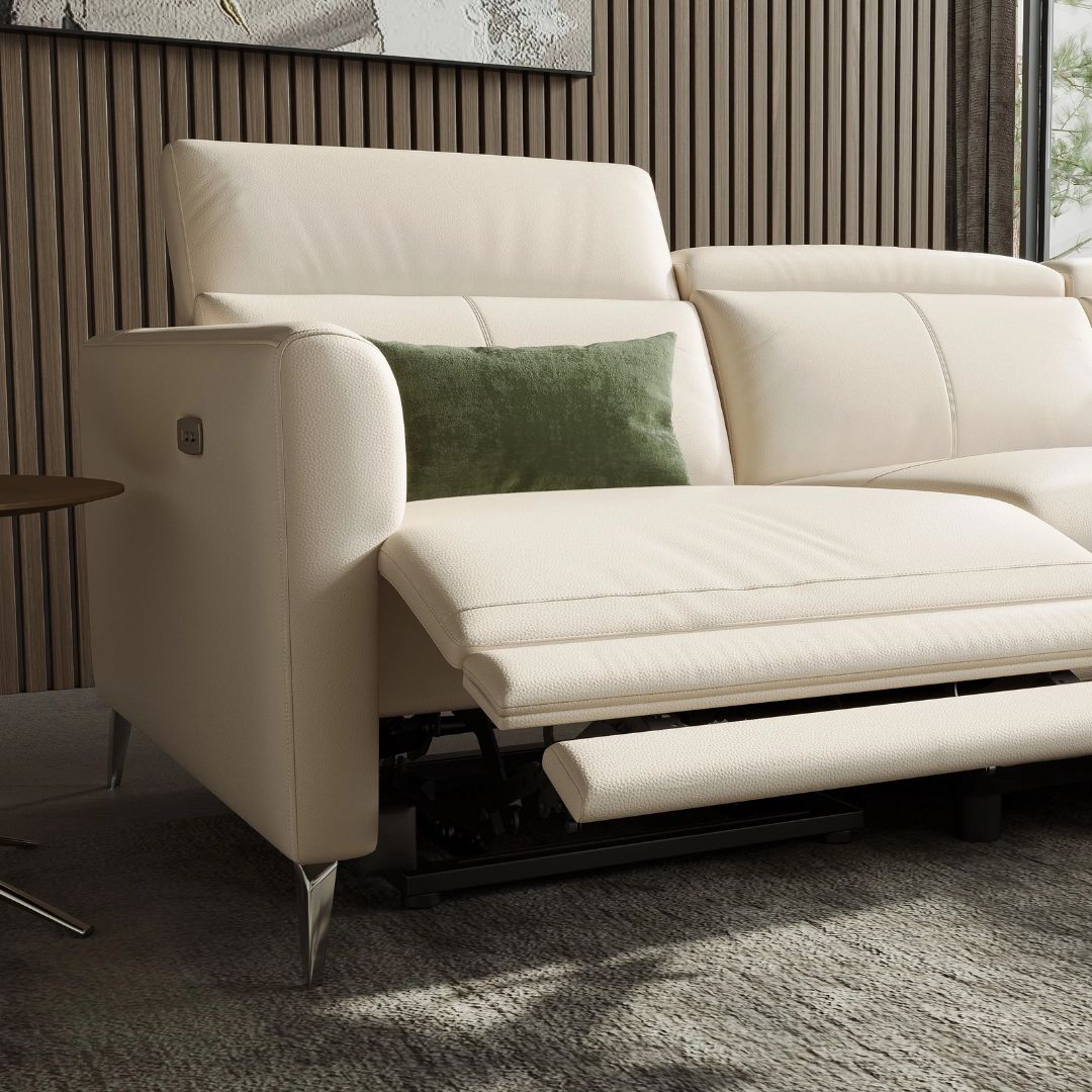 Andria Right Facing Recliner Sofa With Chaise, Beige