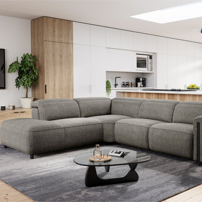 Octavia Left Facing Recliner Sofa With Chaise, Dark Gray