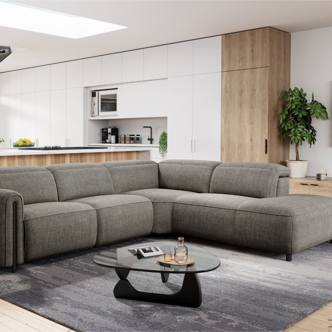 Octavia Right Facing Recliner Sofa With Chaise, Dark Gray