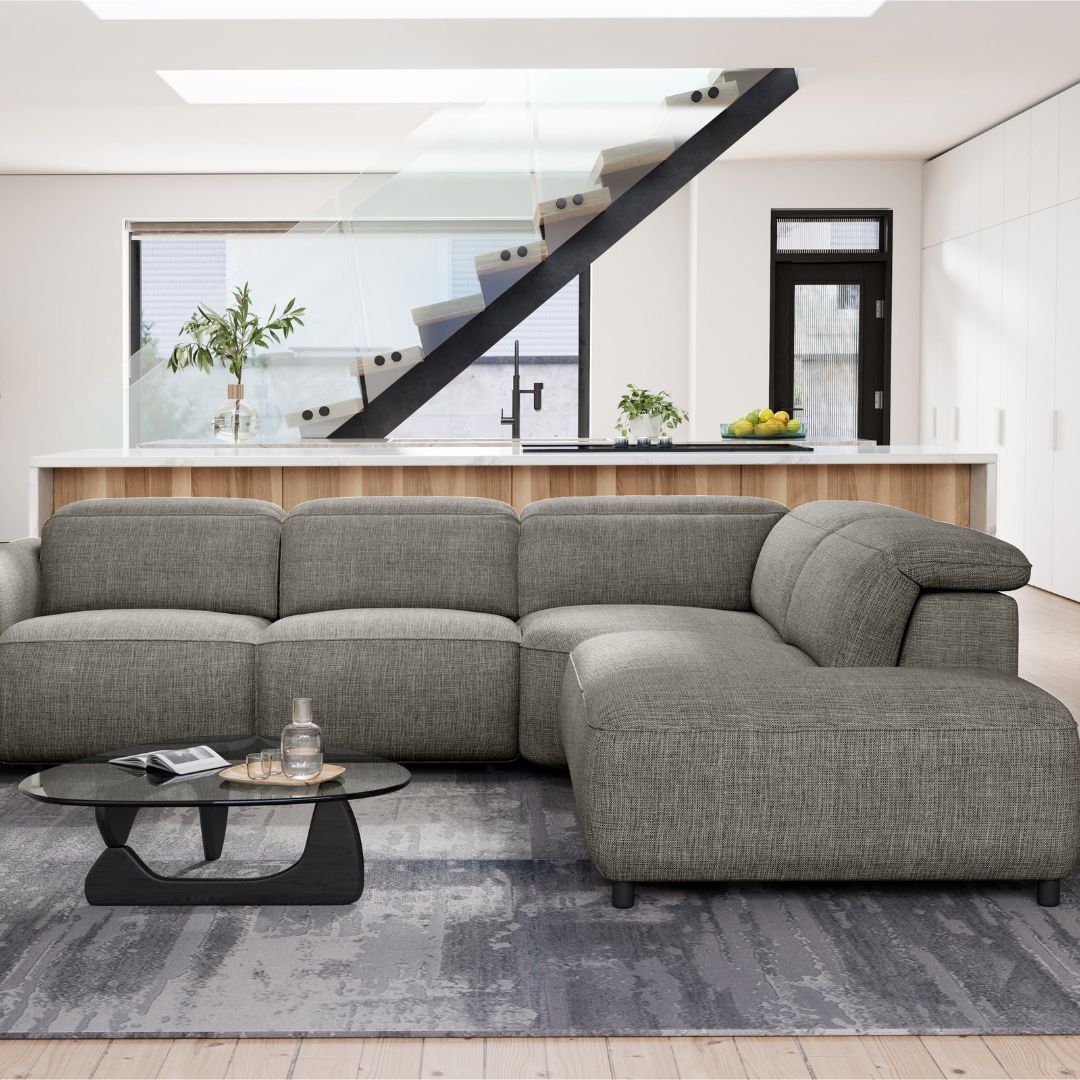 Octavia Right Facing Recliner Sofa With Chaise, Dark Gray