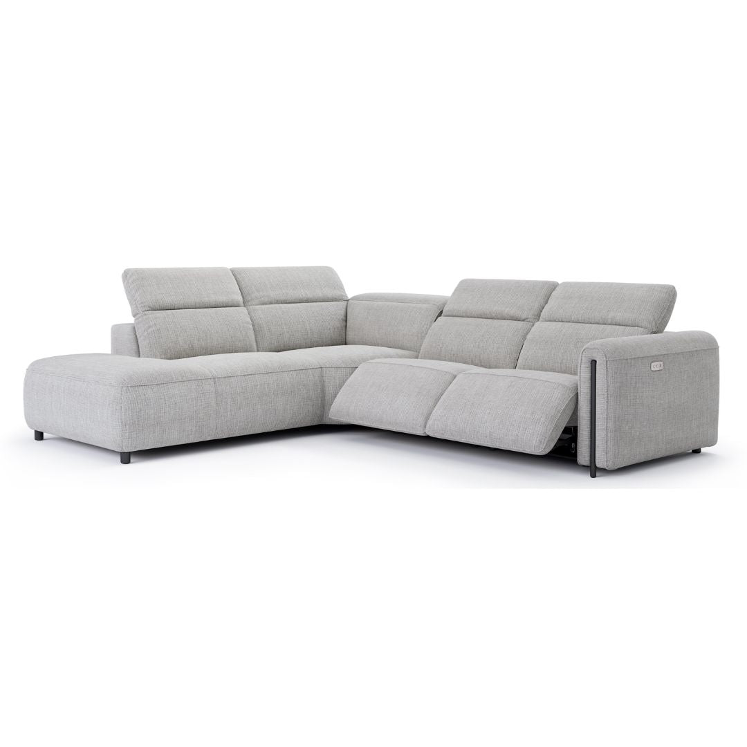 Octavia Left Facing Recliner Sofa With Chaise, Light Gray