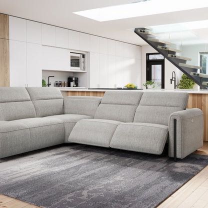 Octavia Left Facing Recliner Sofa With Chaise, Light Gray