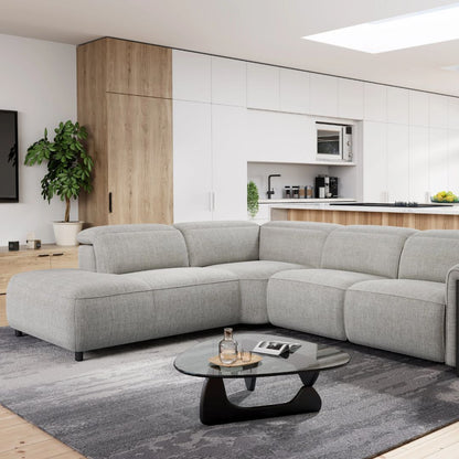 Octavia Left Facing Recliner Sofa With Chaise, Light Gray