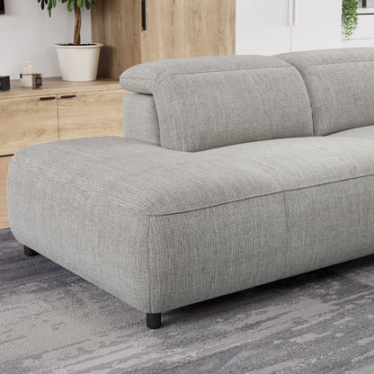 Octavia Left Facing Recliner Sofa With Chaise, Light Gray