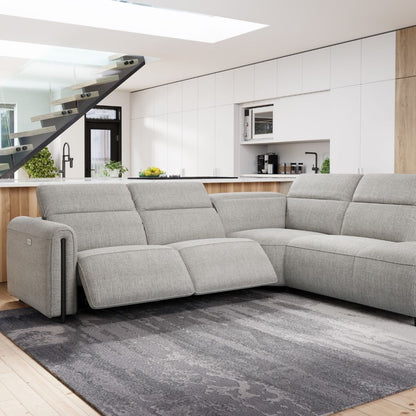 Octavia Right Facing Recliner Sofa With Chaise, Light Gray