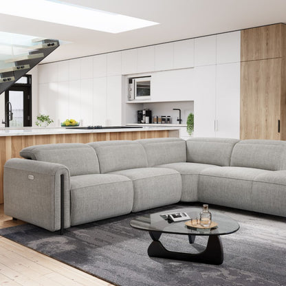 Octavia Right Facing Recliner Sofa With Chaise, Light Gray