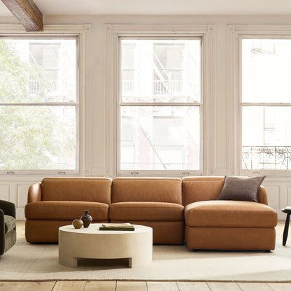 Aurum Recliner Leather Sofa, Right Facing, Tan