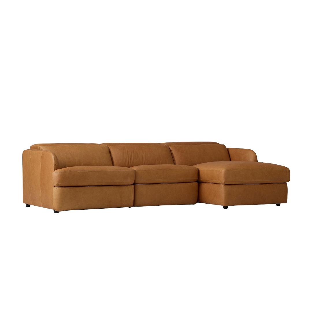 Aurum Recliner Leather Sofa, Right Facing, Tan