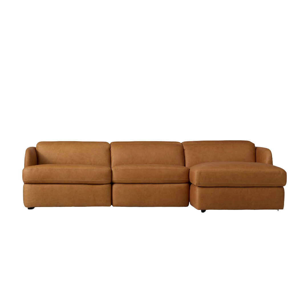 Aurum Recliner Leather Sofa, Left Facing, Tan