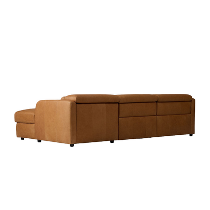Aurum Recliner Leather Sofa, Right Facing, Tan