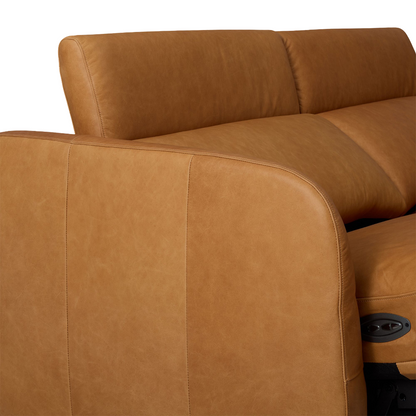 Aurum Recliner Leather Sofa, Right Facing, Tan