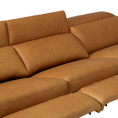 Aurum Recliner Leather Sofa, Right Facing, Tan