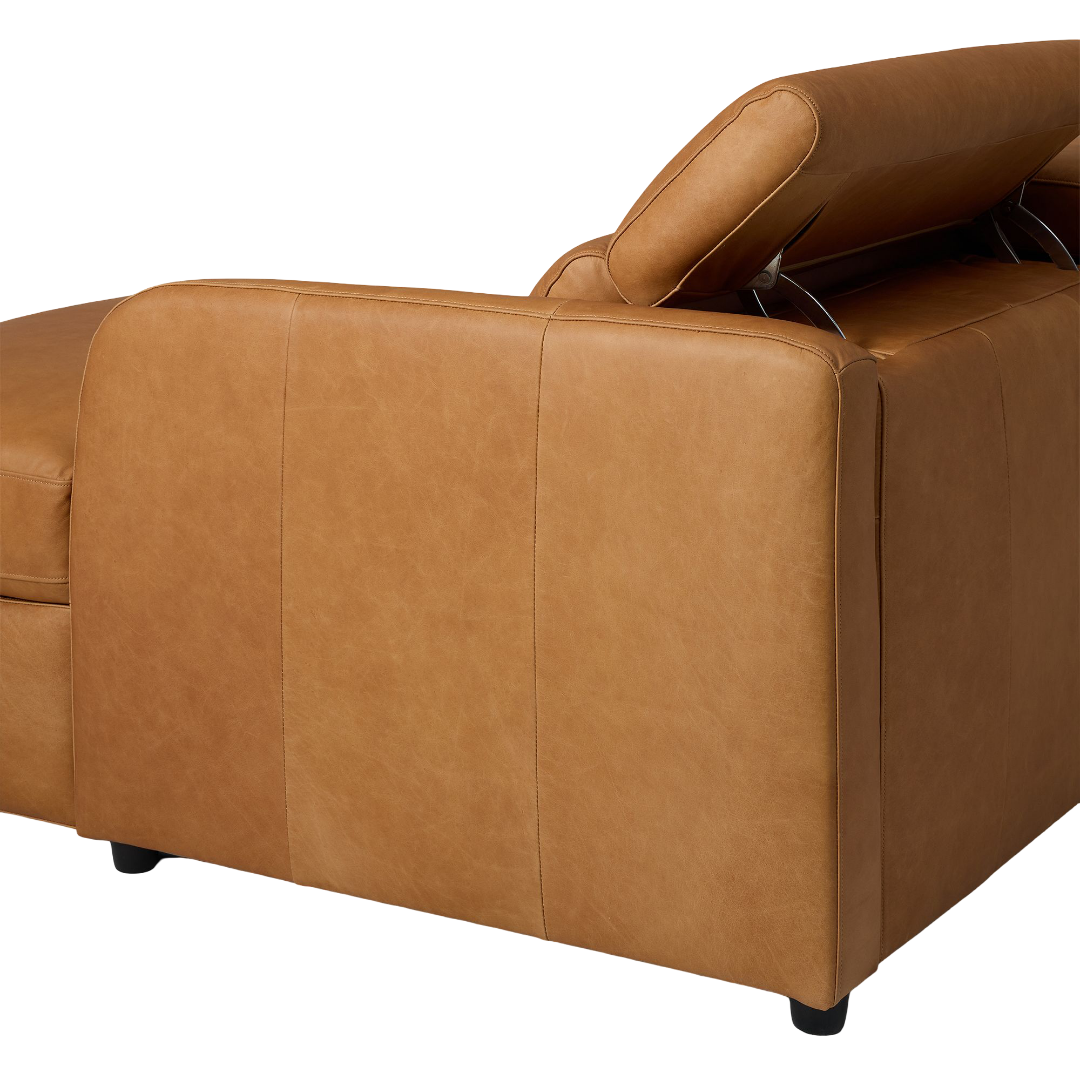 Aurum Recliner Leather Sofa, Right Facing, Tan