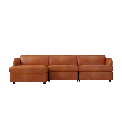 Aurum Recliner Leather Sofa, Right Facing, Tan