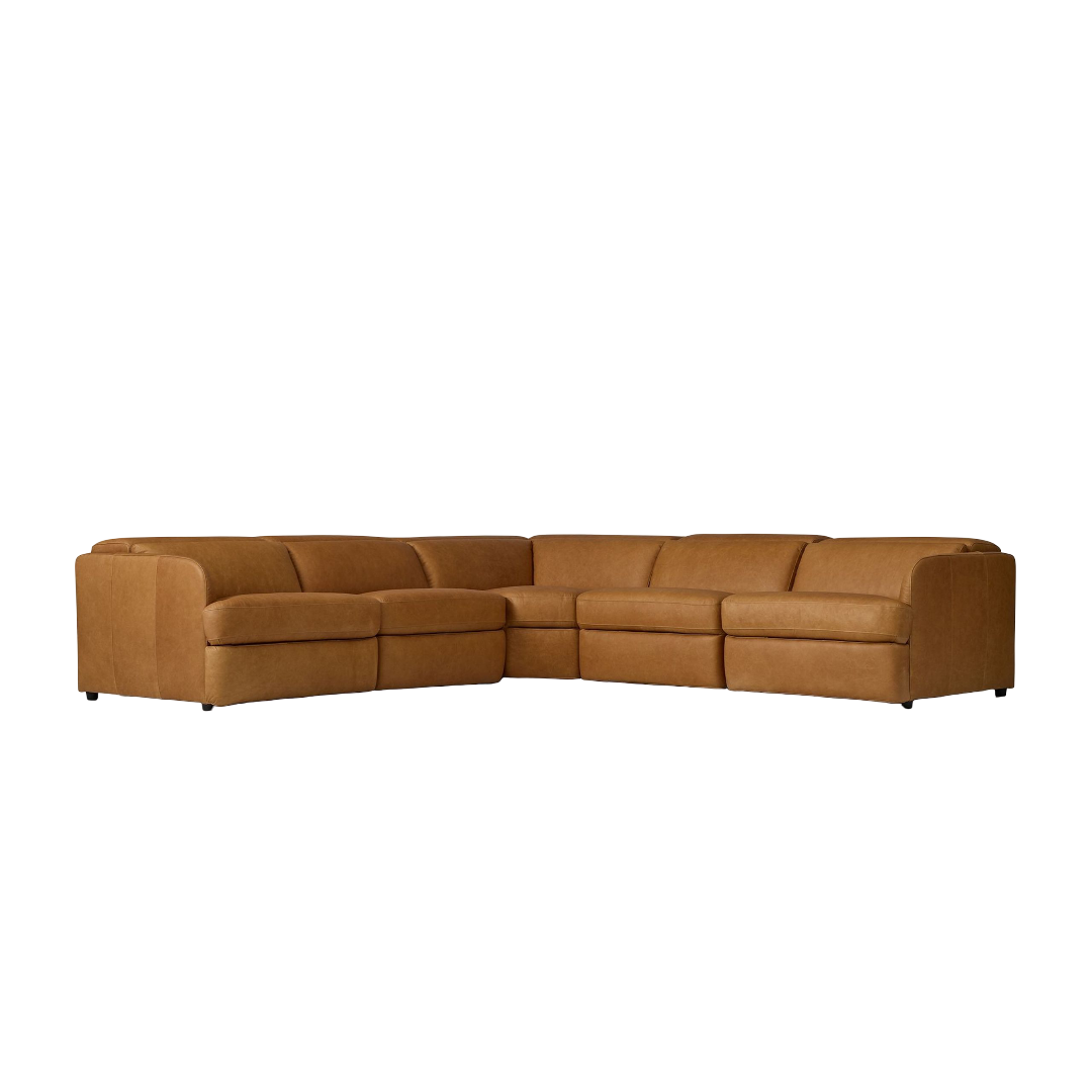 Aurum Recliner Leather Sectional Sofa, Tan