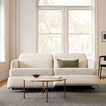 Aurum Recliner Leather Sofa, 2 Seater, Beige