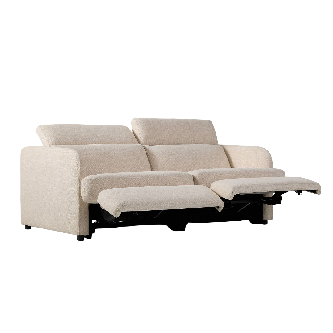 Aurum Recliner Leather Sofa, 2 Seater, Beige