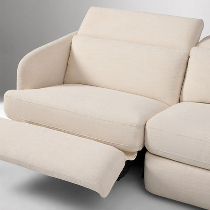Aurum Recliner Leather Sofa, 3 Seater, Beige