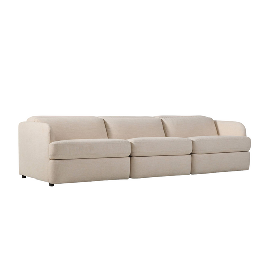 Aurum Recliner Leather Sofa, 3 Seater, Beige